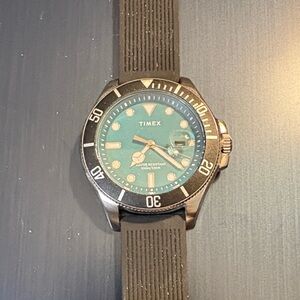 Timex Harborside Teal Dial Watch with Black Strap